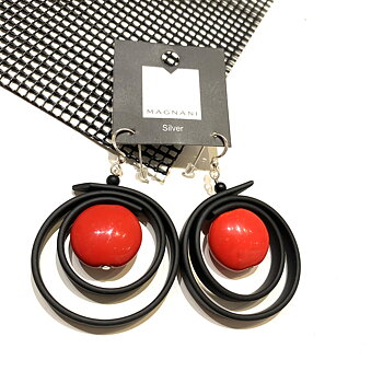 Earrings black red