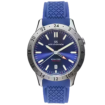 020869 SLUTSÅLD! Sjöö Sandström Royal Steel Worldtimer 41, Erikson Urhandel 100 år