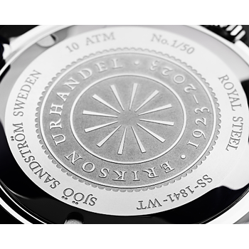 020869 SLUTSÅLD! Sjöö Sandström Royal Steel Worldtimer 41, Erikson Urhandel 100 år