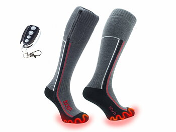 Värmestrumpor med merinoull, fjärrkontroll, batterier & USB-laddkabel