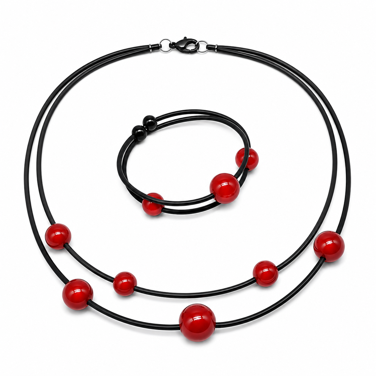 Set Annicka  Halsband och armband röd