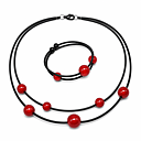 Set Annicka  Halsband och armband röd