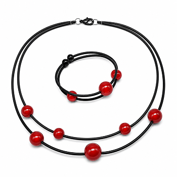 Set Annicka Necklace and bracelet Red