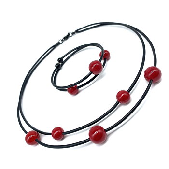 Set Annicka Necklace and bracelet Red
