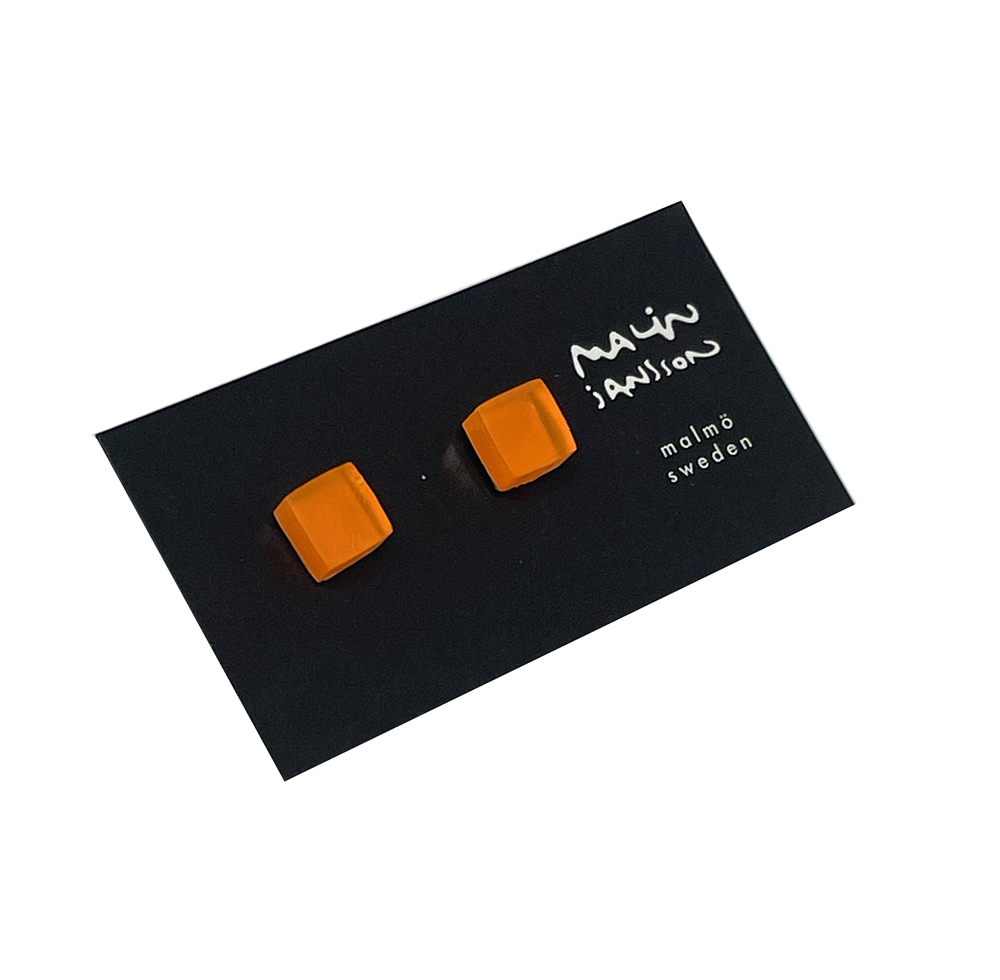 Silver earring - SQUARE AMBER - transparent - Silver/acrylic
