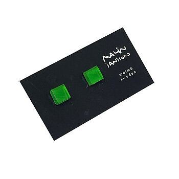 Silverörhänge  - SQUARE GREEN - transparent - Silver/acryl