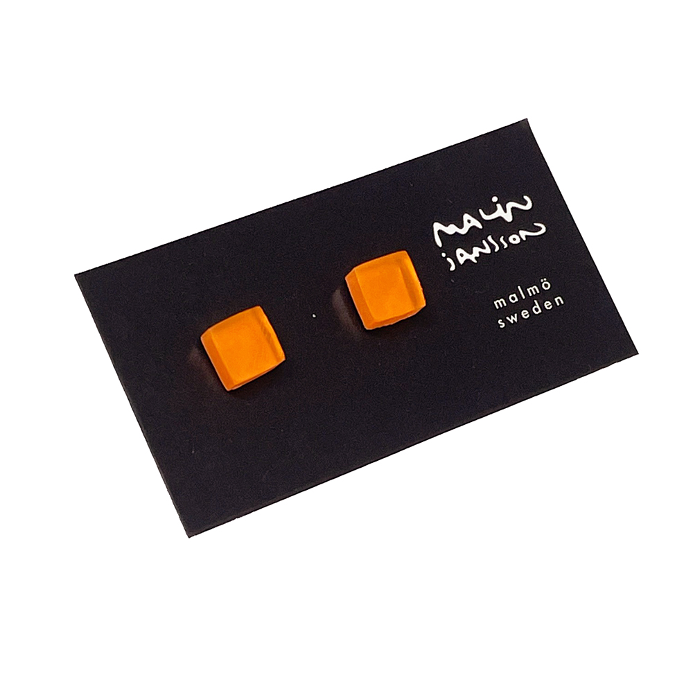 Silverörhänge  - SQUARE PEACH - transparent - Silver/acryl