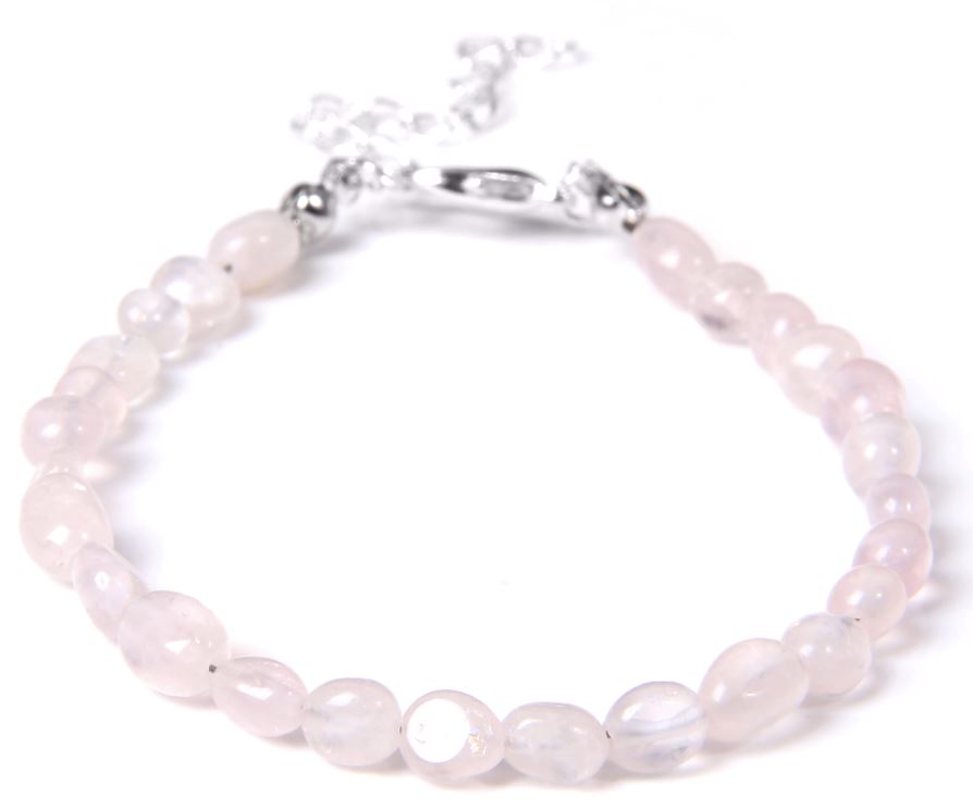 Trumlad Mini Stenar Armband med Förlängnings kedja - Rosenkvarts