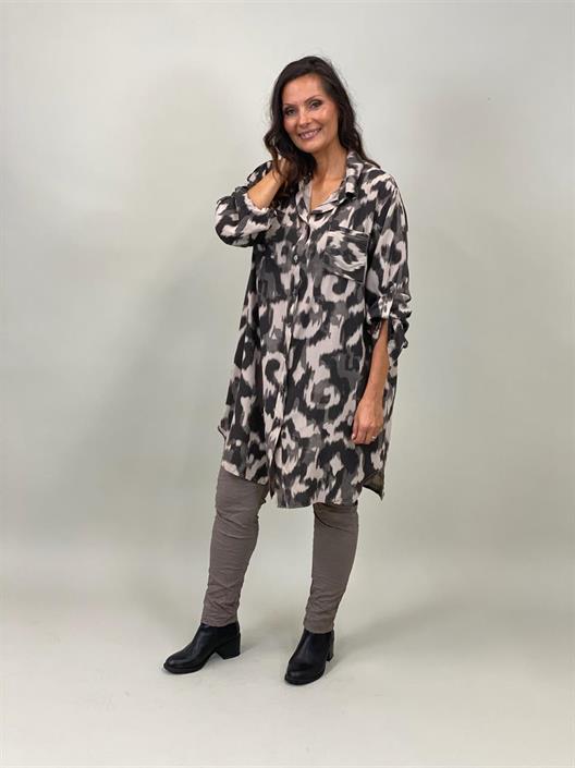 Mönstrad långskjorta Mandy - Taupe - 4