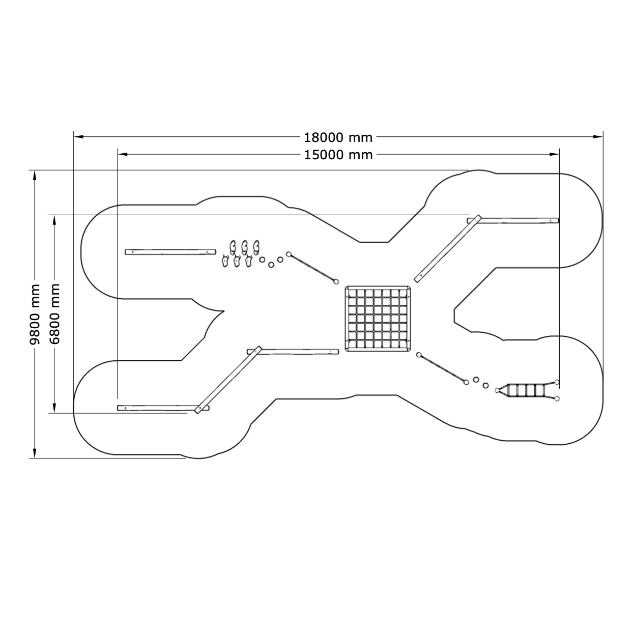 Paket Hinderbana X-form, 3-6 år - 2