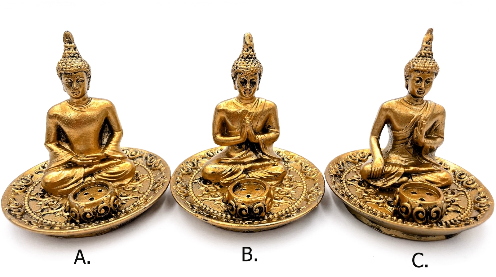 Rökelse Hållare med  Guld Thai Buddhas - 2
