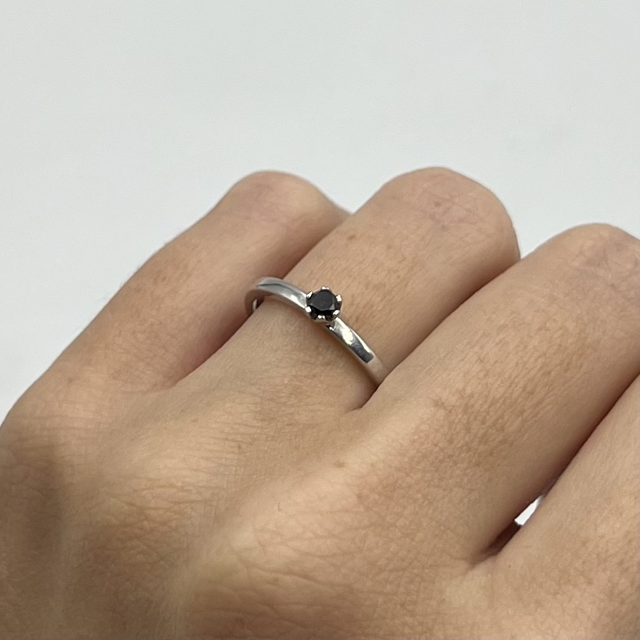 Ring Elly handgjord svart diamant vitguld 18 karat  - 4
