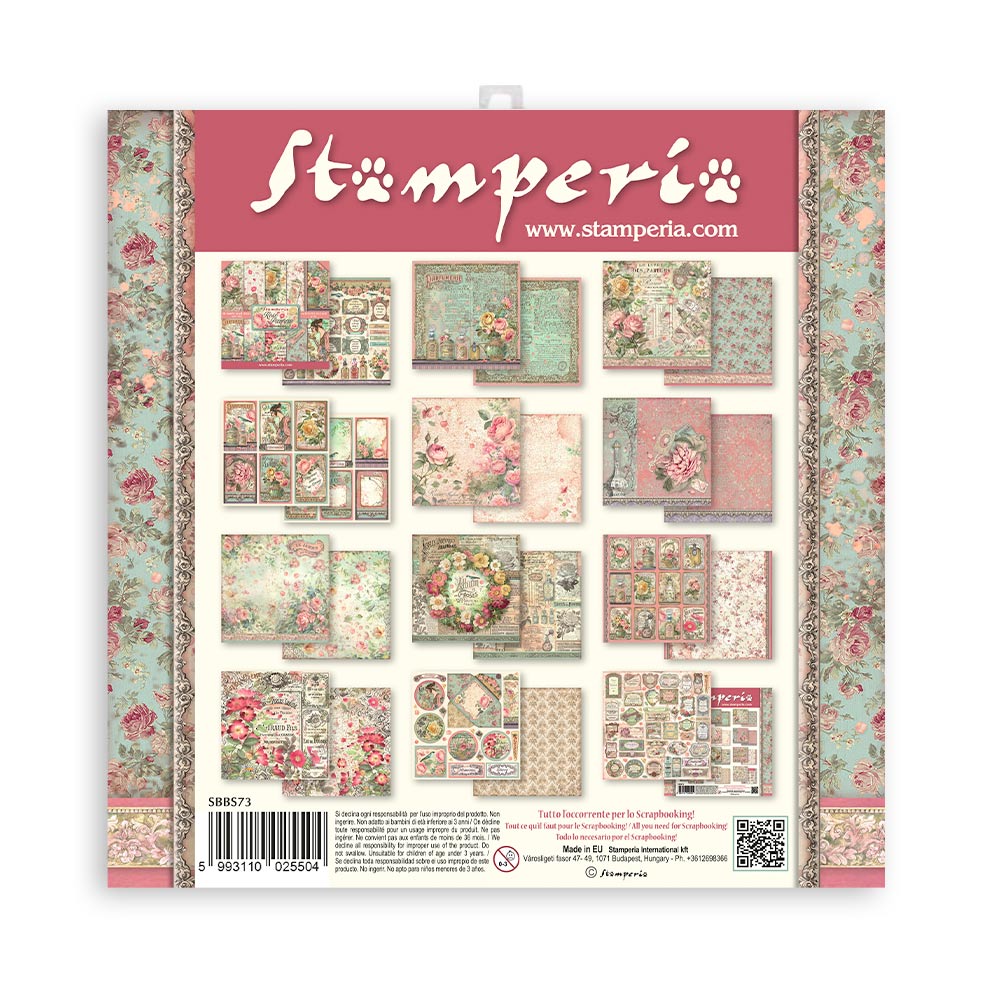 Stamperia - Rose Parfum - 10 olika dubbelsidiga ark 8x8"