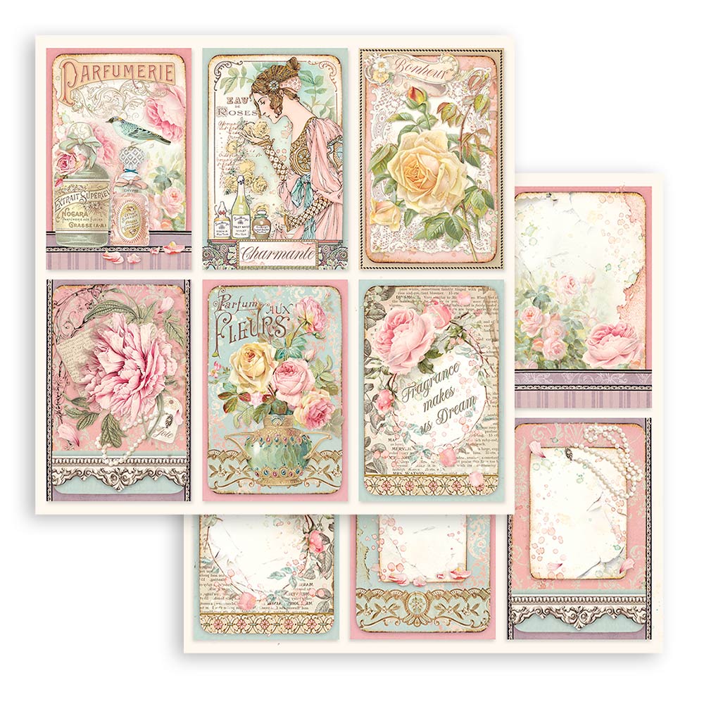 Stamperia - Rose Parfum - 10 olika dubbelsidiga ark 8x8" - 4
