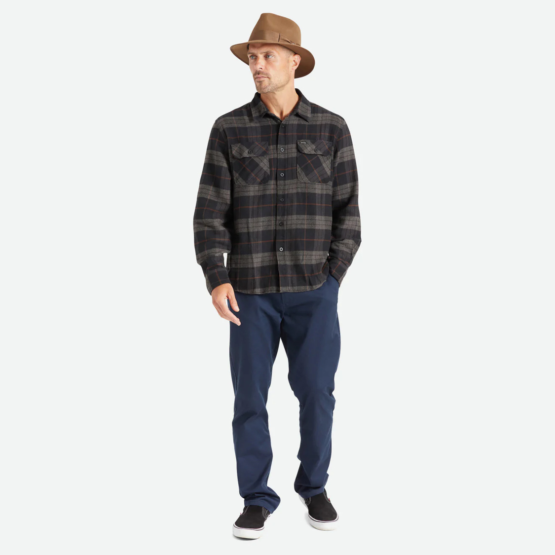 Brixton - Bowery Flannel Black/Charcoal - 4