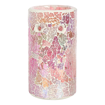 Rosa  Cylinder Form  spegeleffekt/Mosaik  Aromalampa