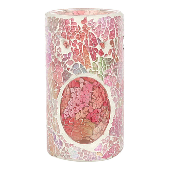 Rosa  Cylinder Form  spegeleffekt/Mosaik  Aromalampa