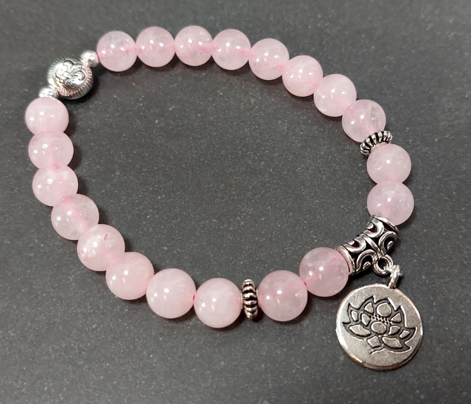 Rosenkvarts Buddha Armband med Lotus