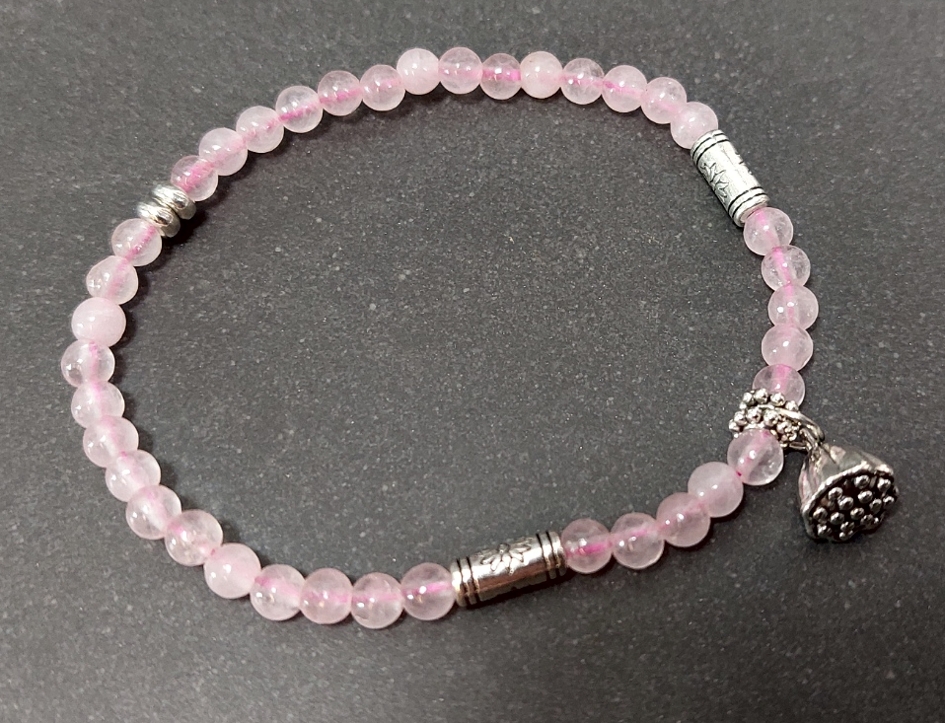 Rosenkvarts Buddha Armband med Lotus Frö Pod