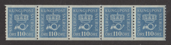 F 169a, 110 öre Postemblem praktfemstrip **