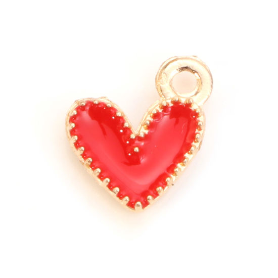 Berlock -  Enameld christmas heart red & Gold