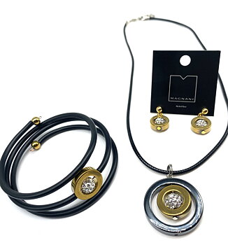  Set necklace earrings bracelet golden Hematite crystal