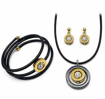 Set necklace earrings bracelet golden Hematite crystal