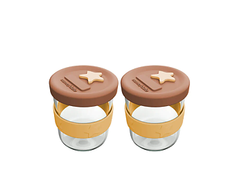 Cherub Baby Matburk Glas/Silikon 2x180 ml - Caramel & Mimosa