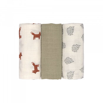 Lässig Swaddle & Burp Blanket M Little Forest Fox