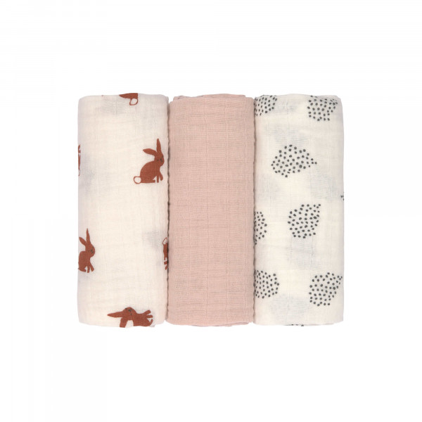 Lässig Swaddle & Burp Blanket M Little Forest Rabbit