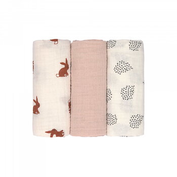 Lässig Swaddle & Burp Blanket M Little Forest Rabbit