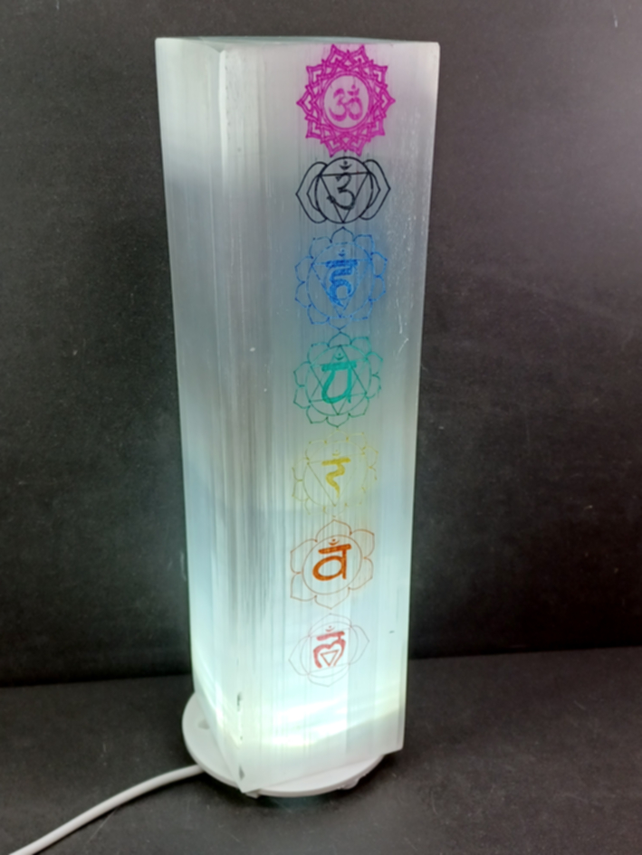 Chakra Selenit Lampa med USB led lampa med sladd - 2