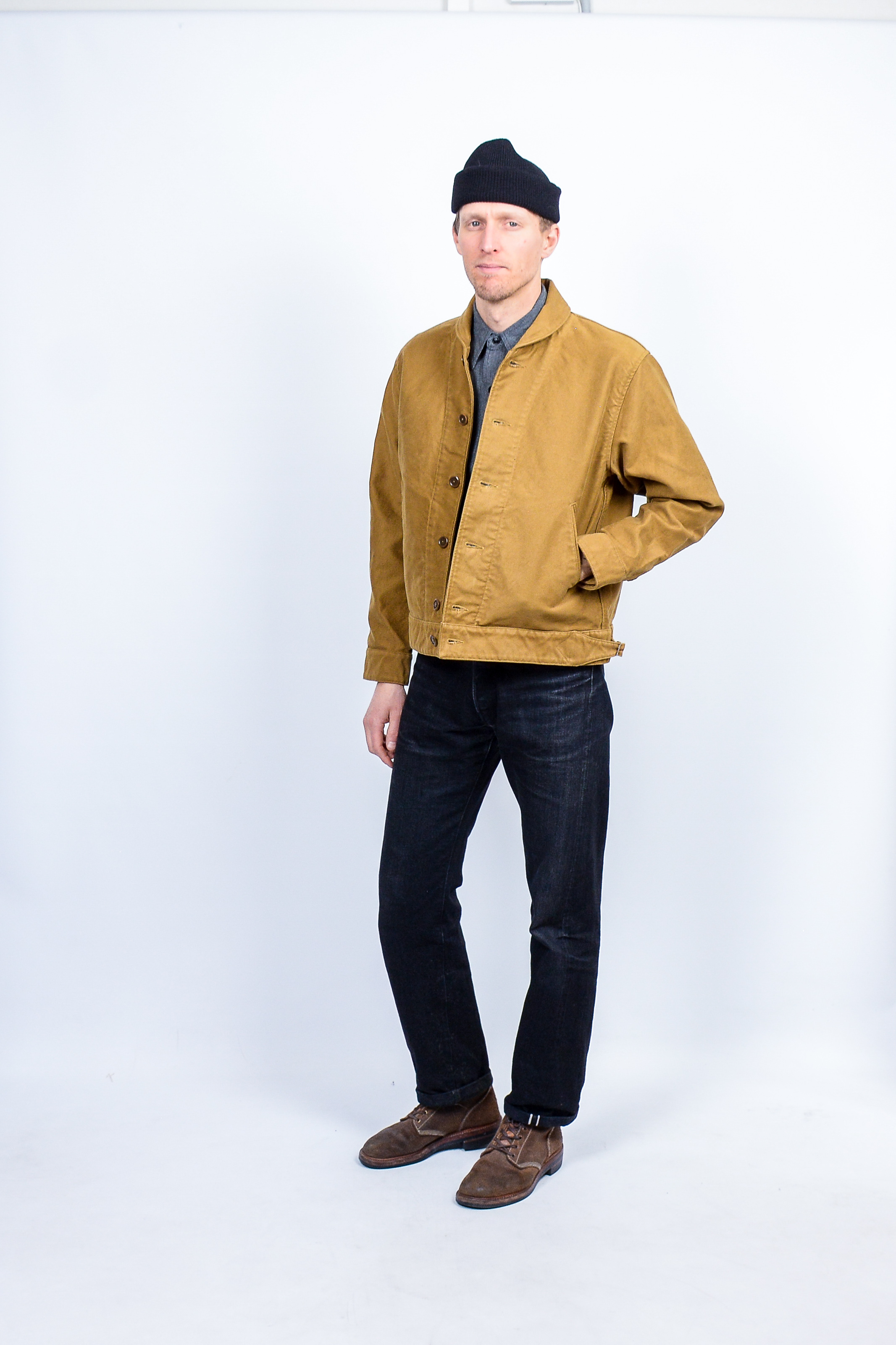 Trophy Clothing - A-1 Moleskin Jacket Camel - Göteborg Manufaktur