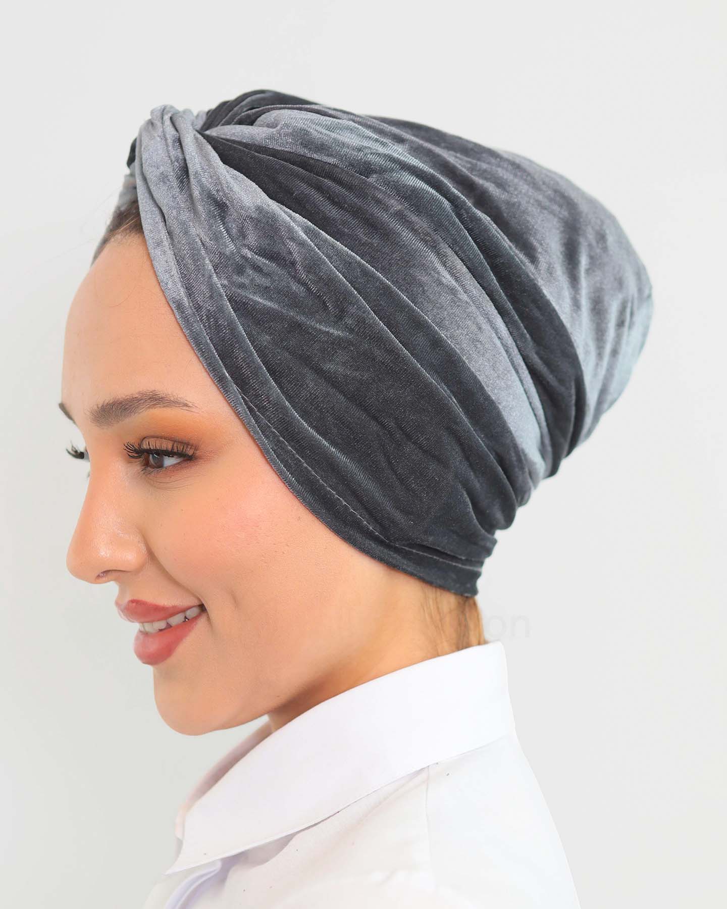 Turban - Adelya Velvet - Grå - 2