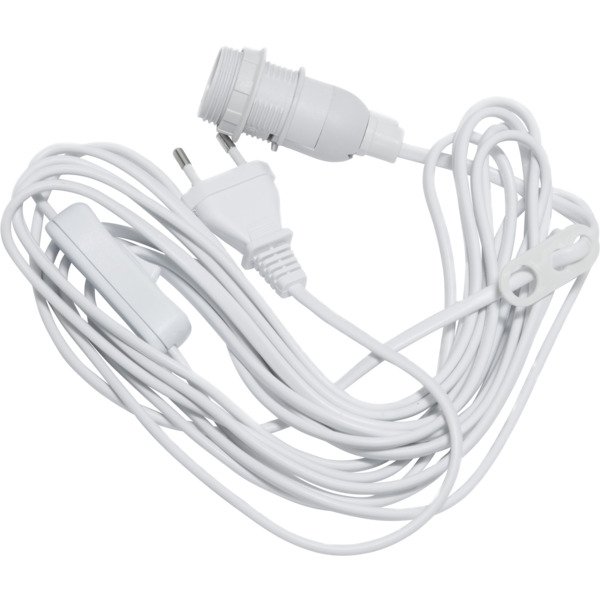 Vit kabel E14, 5 meter