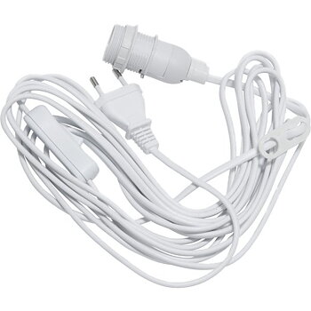 Vit kabel E14, 5 meter