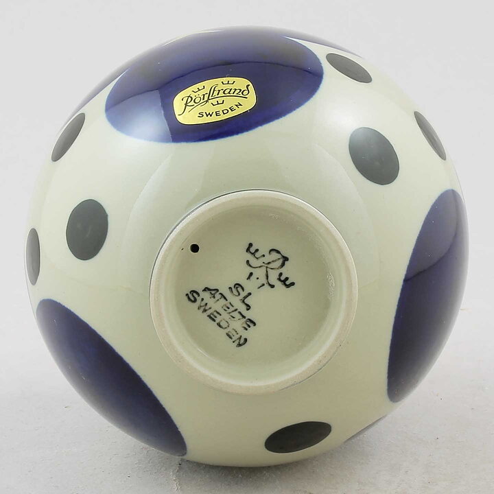 シルヴィア・レウショヴィウス  青のドットの卵 エッグ 1960年代  14cm (2)