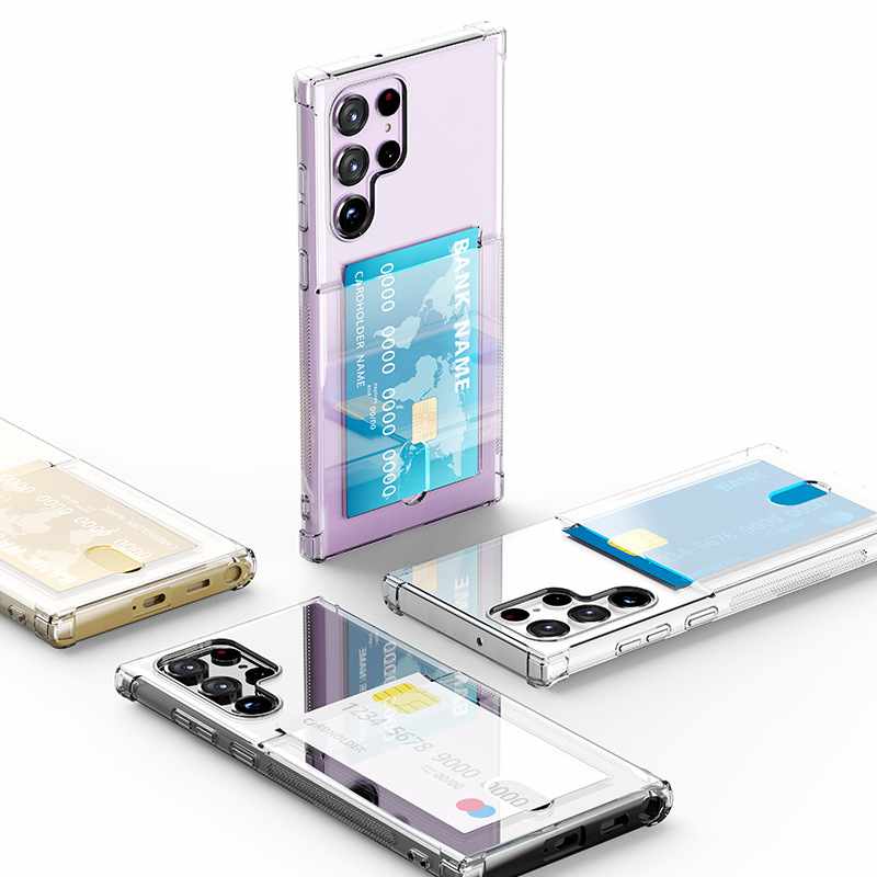 Samsung Galaxy S22 Ultra - Transparent Skal med Kortfack - 2