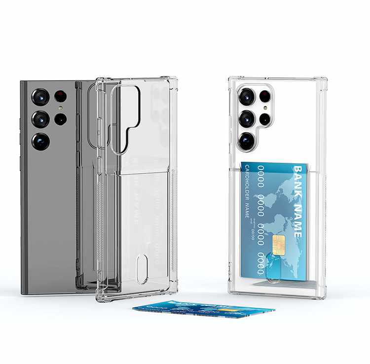 Samsung Galaxy S22 Ultra - Transparent Skal med Kortfack - 4