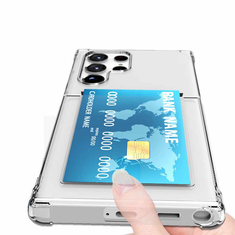 Samsung Galaxy S22 Ultra - Transparent Skal med Kortfack - 5