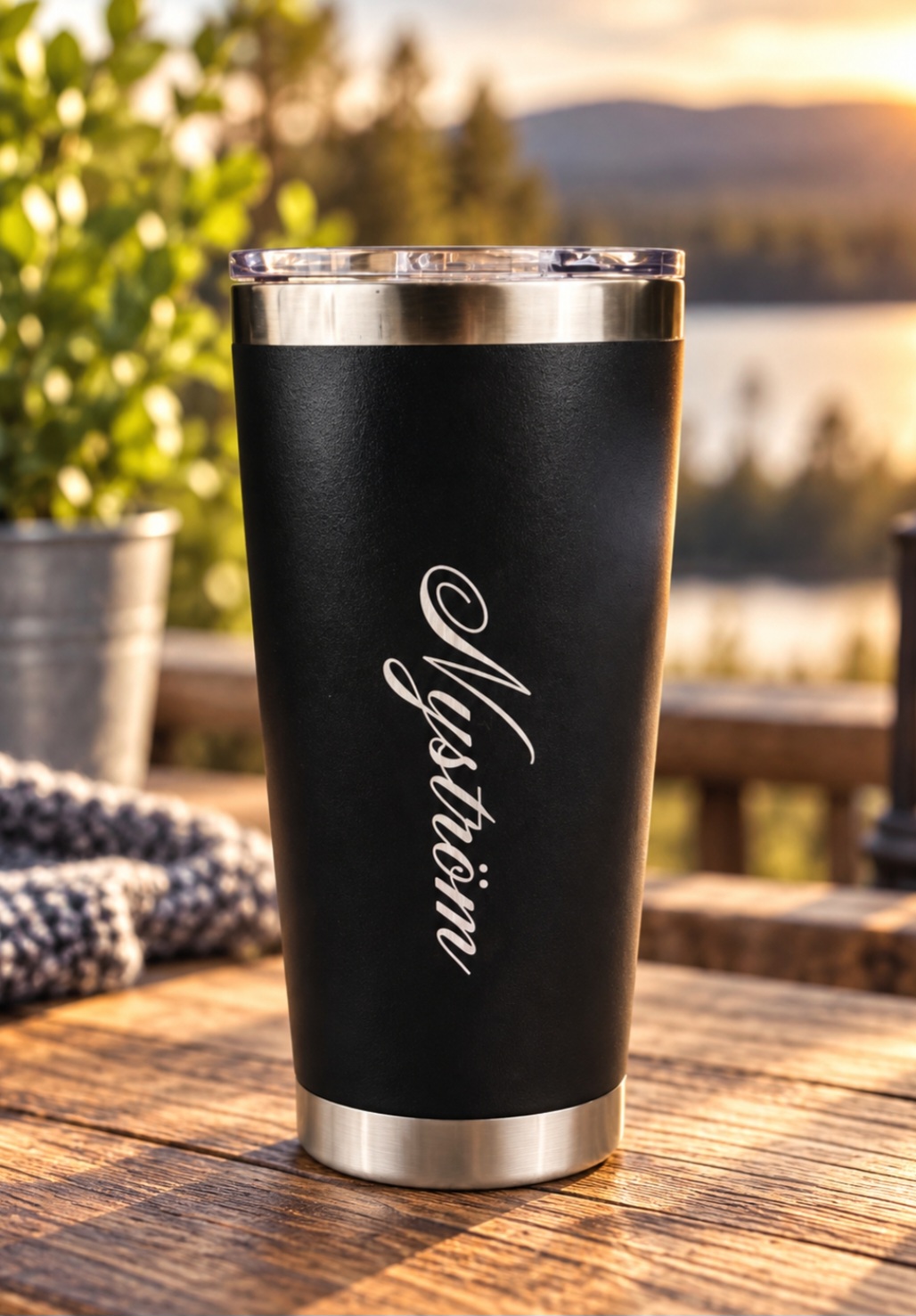 Resemugg med namn -  skrivstil