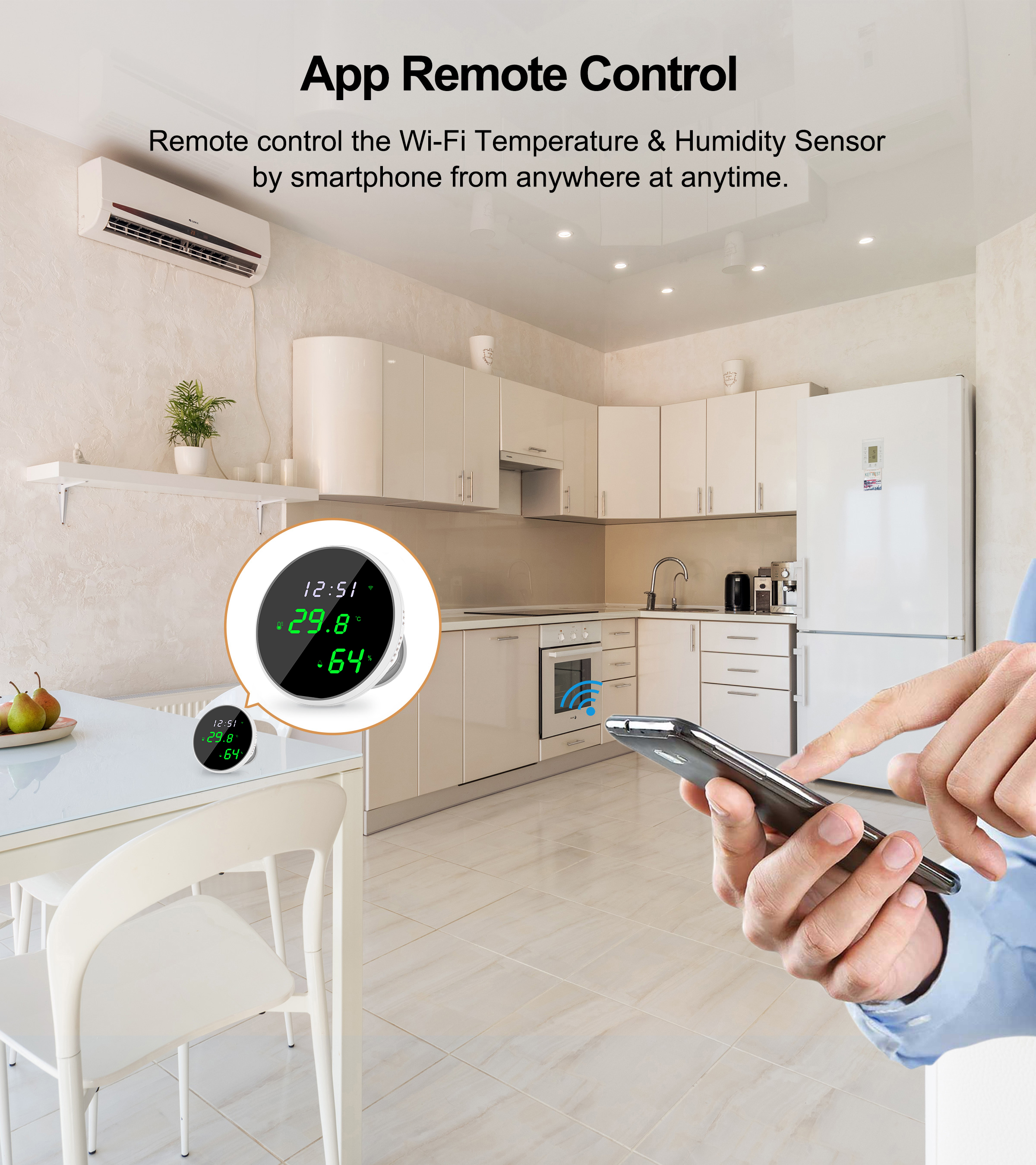 WiFi Termometer+IR med APP, inomhus - 2