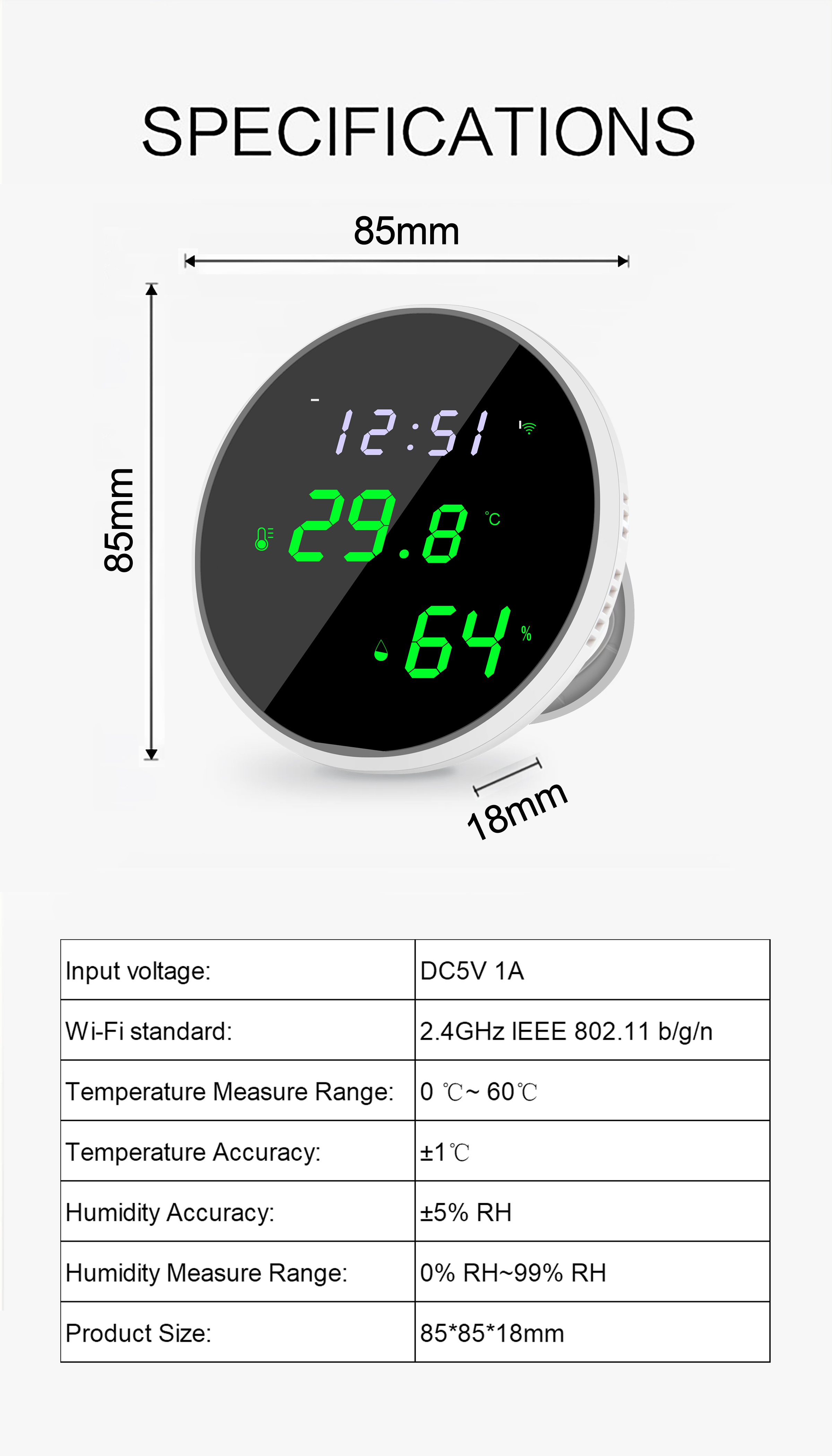 WiFi Termometer+IR med APP, inomhus - 11