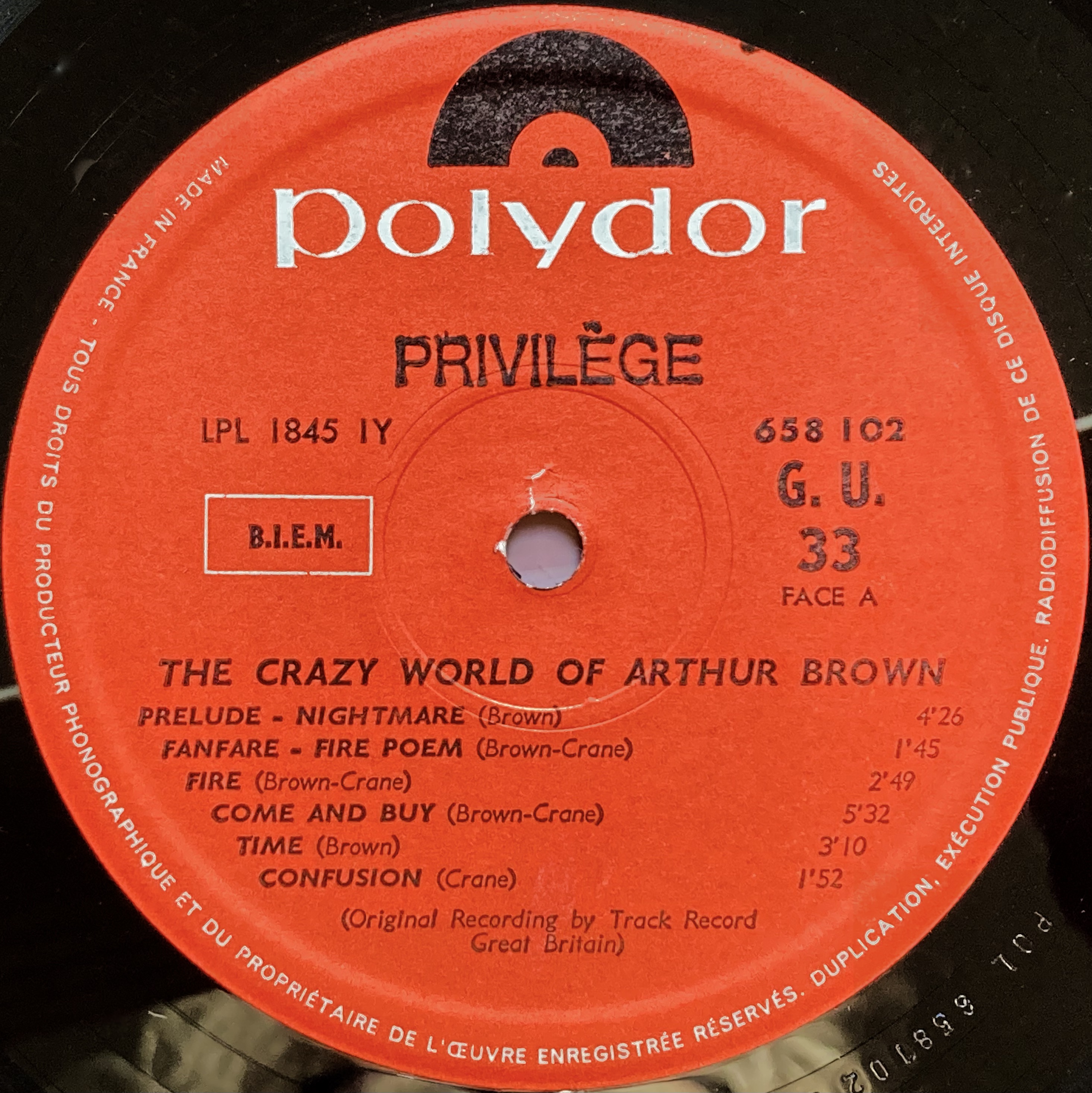 CRAZY WORLD OF ARTHUR BROWN - Revisited Fransk-orig LP 1968 - 5