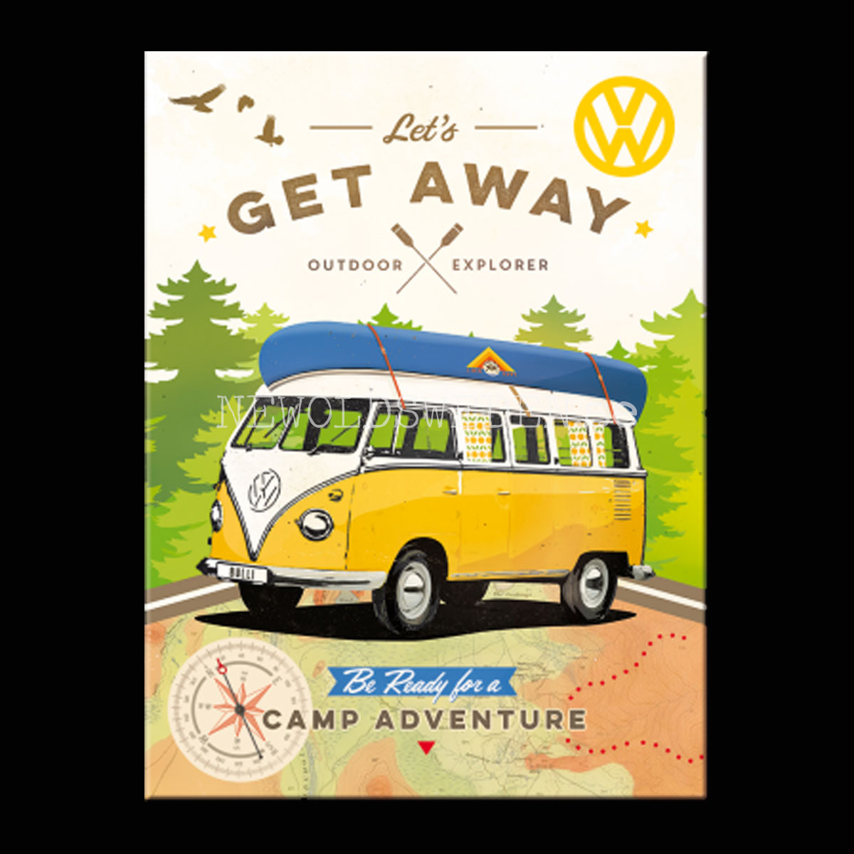 VW Volkswagen Bulli Let's Get Away! Magnet 6 x 8 cm Nostalgic Art