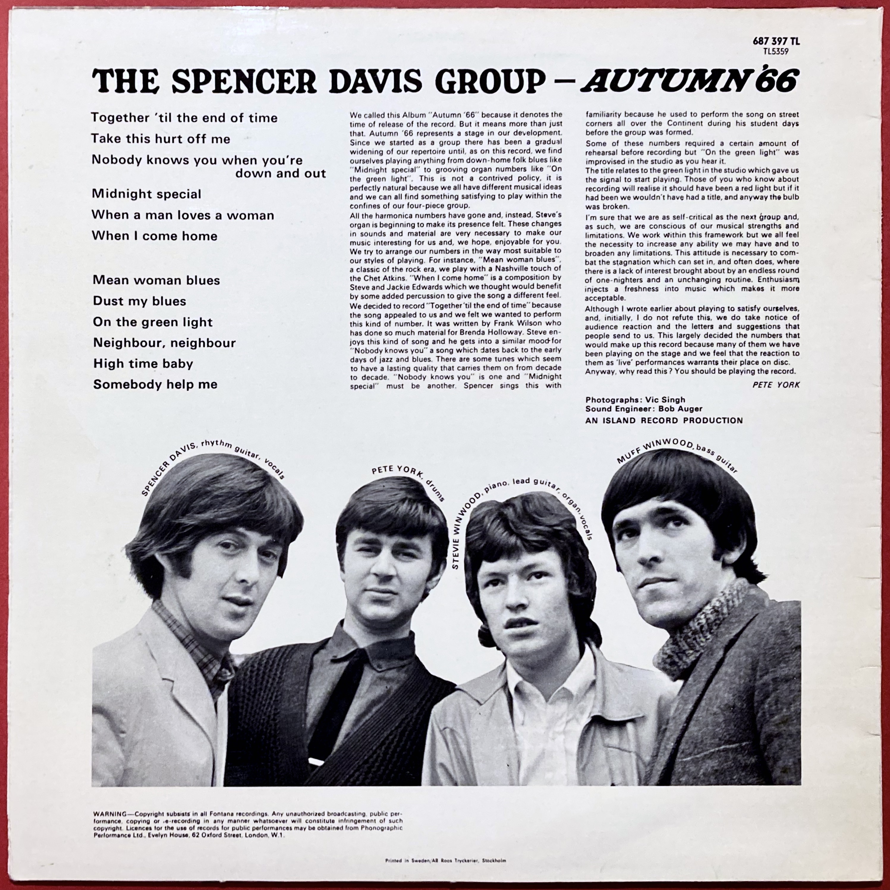 SPENCER DAVIS GROUP - Autumn ´66 Swe-orig LP 1966 - 3