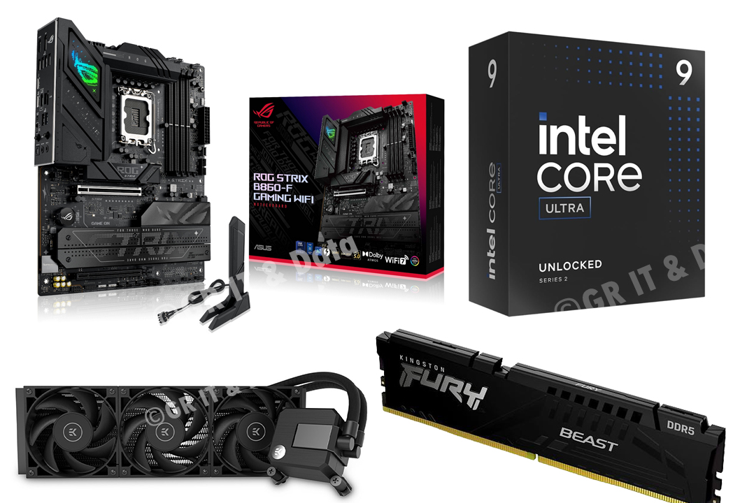 Intel i9 Optimum uppgraderingspaket | Intel Core Ultra 9  | 32GB DDR5 | ASUS ROG Strix mATX | Vattenkylning All-In-One |