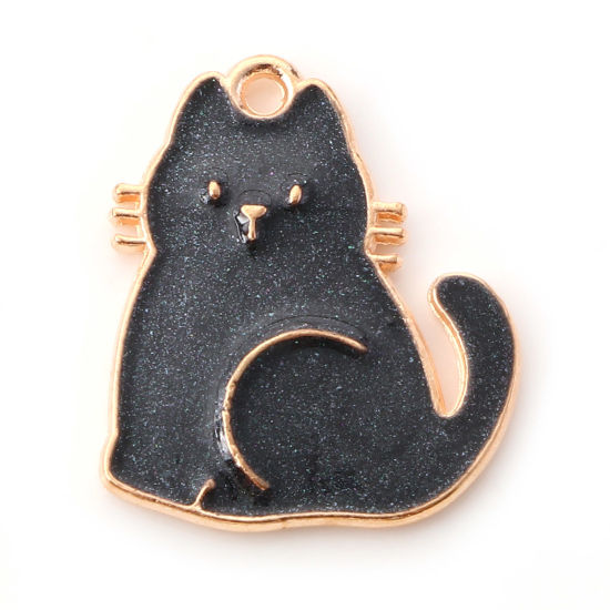 Charm   Enameld CAt   Pearl black