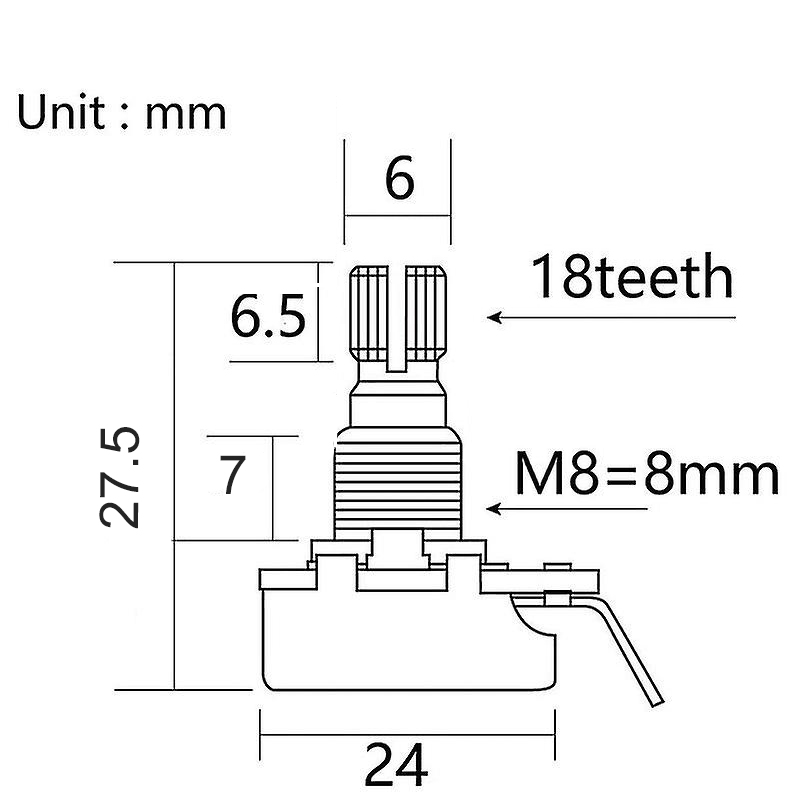 Pitbull CP25 Custom Gold Plated 24Ø/15 M8 Potentiometer (250K & 500K) - 3