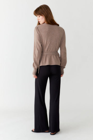 THIN KNIT WRAP TOP - KASHMIR/BAMBU LYOCELL - BRUN - 3